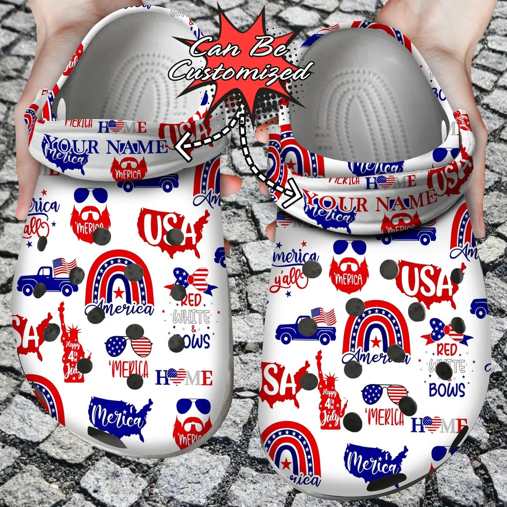 Personalized Patriotic American Pattern Crocs Clog