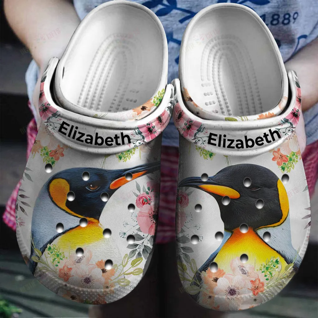 Personalized Penguin Flower Crocs Classic Clogs