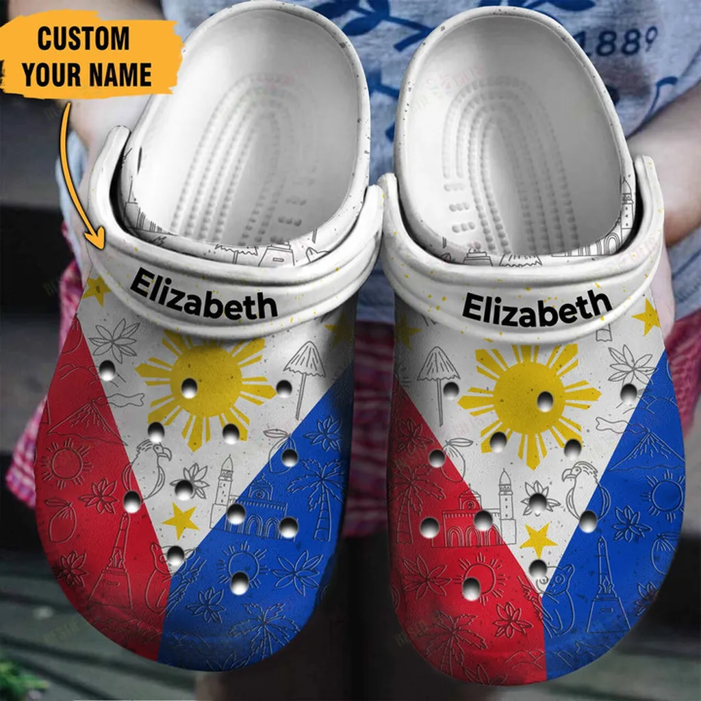 Personalized Philippines Flag Crocs Classic Clogs