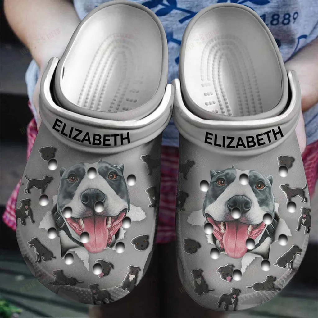 Personalized Pitbull Hole Crocs Classic Clogs