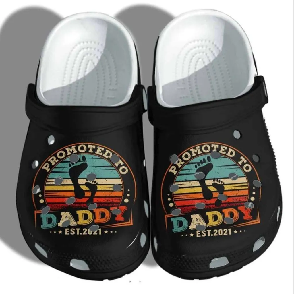 Personalized Promoted To Daddy Crocs Crocband Clogs