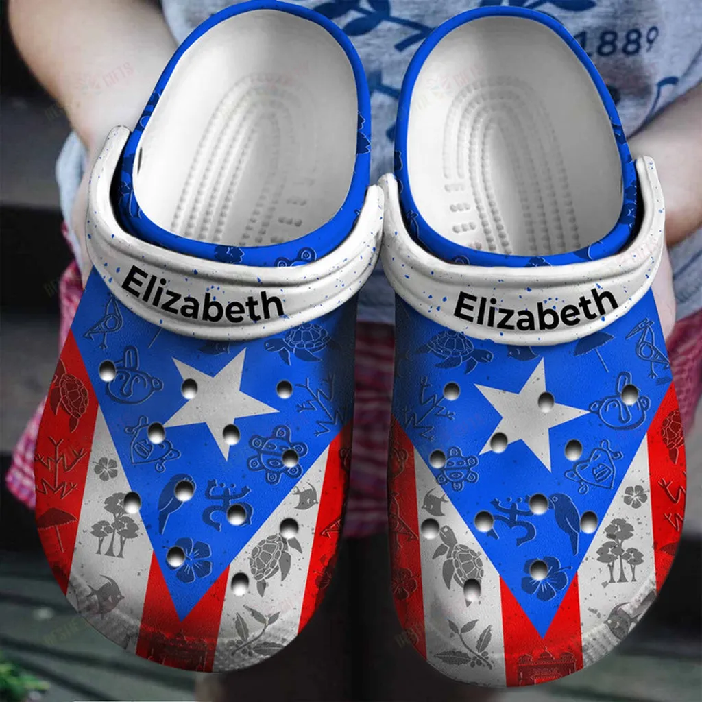 Personalized Puerto Rican Flag Crocs Classic Clogs