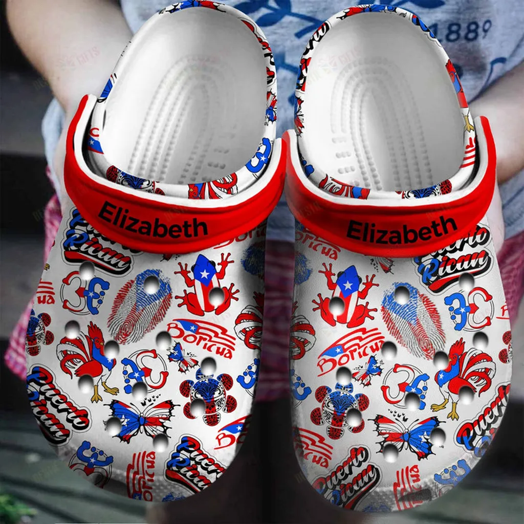 Personalized Puerto Rico Flag Crocs Classic Clogs