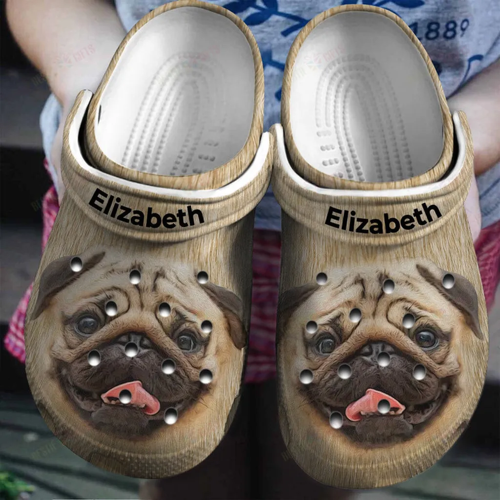 Personalized Pug Head Crocs Classic Clogs