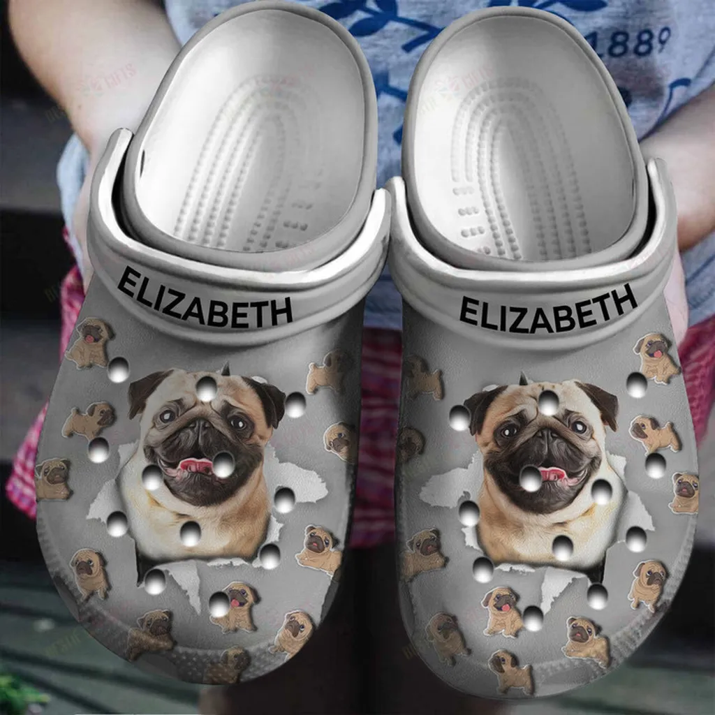 Personalized Pug Hole Crocs Classic Clogs