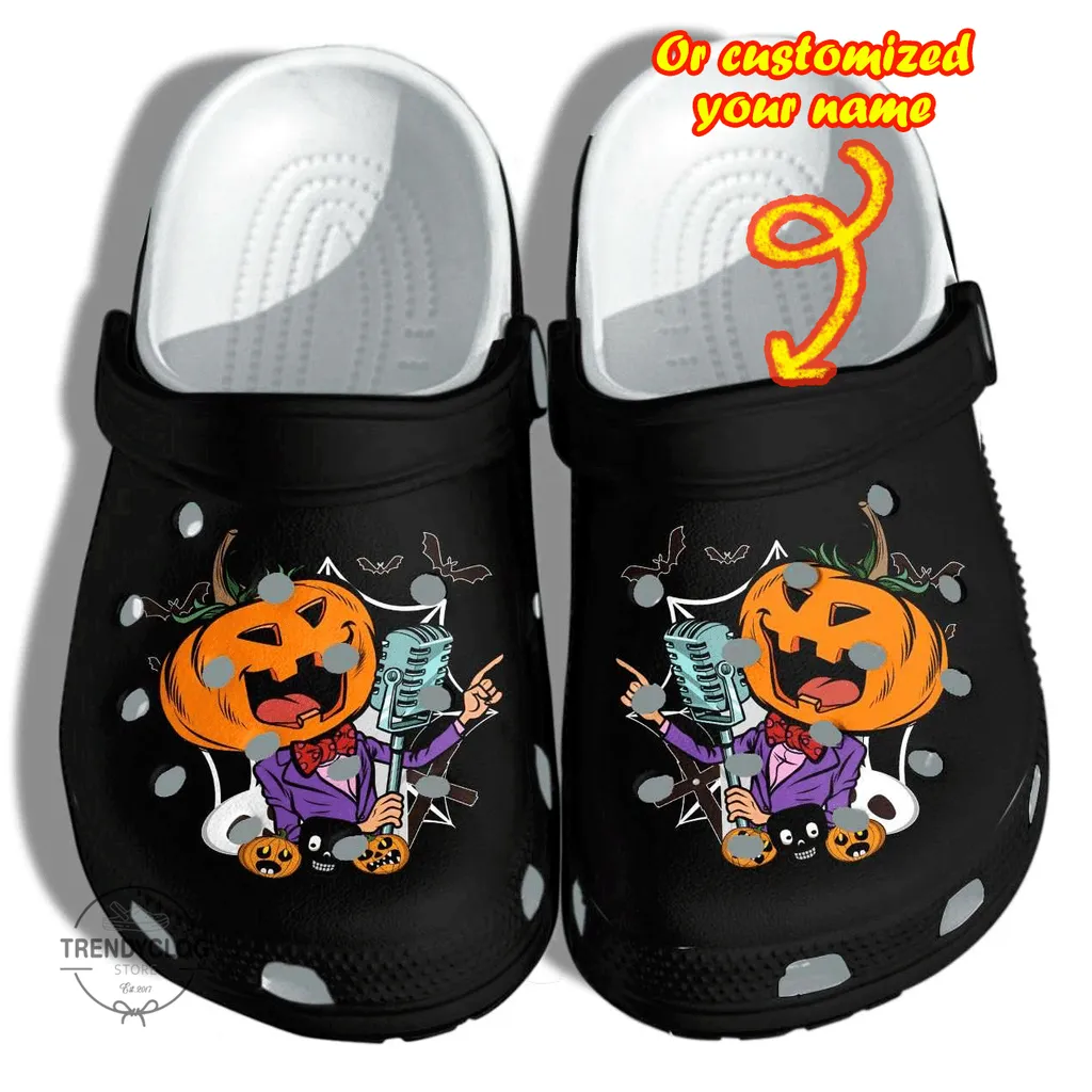 Personalized Pumpkin Rock Sings Tattoo Halloween Clog