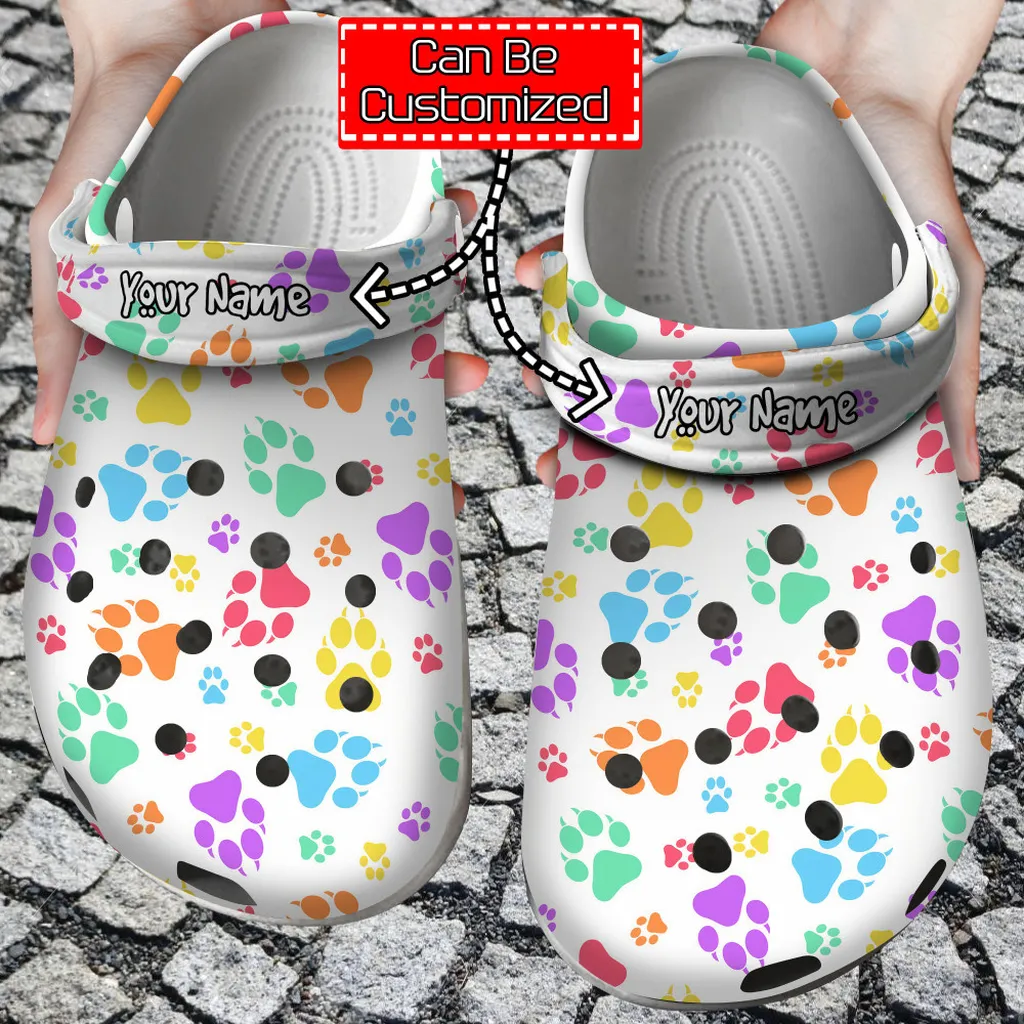 Personalized Puppy Paw Prints Pattern Crocs Clog