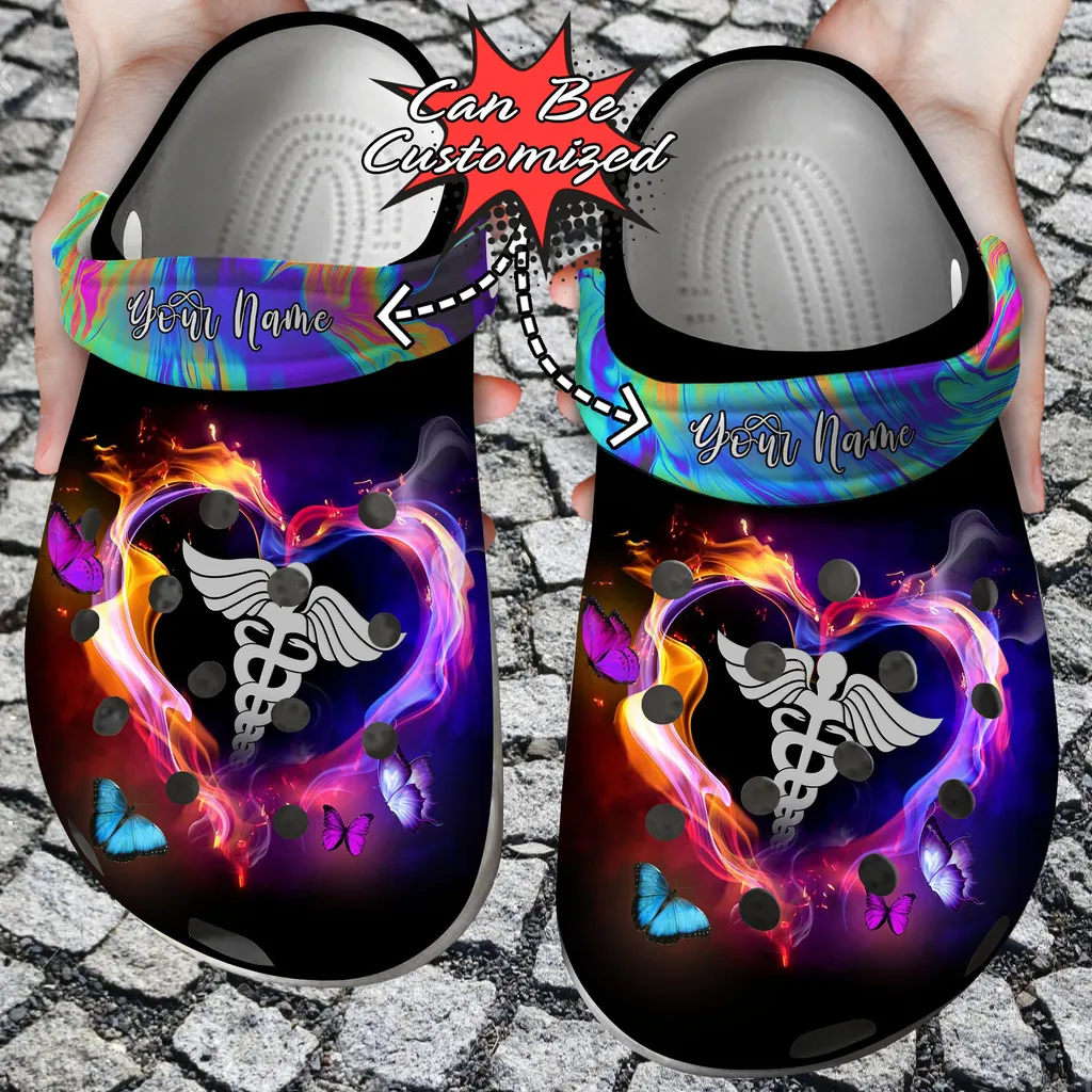 Personalized Registered Nurse Heart Light Crocs Clog