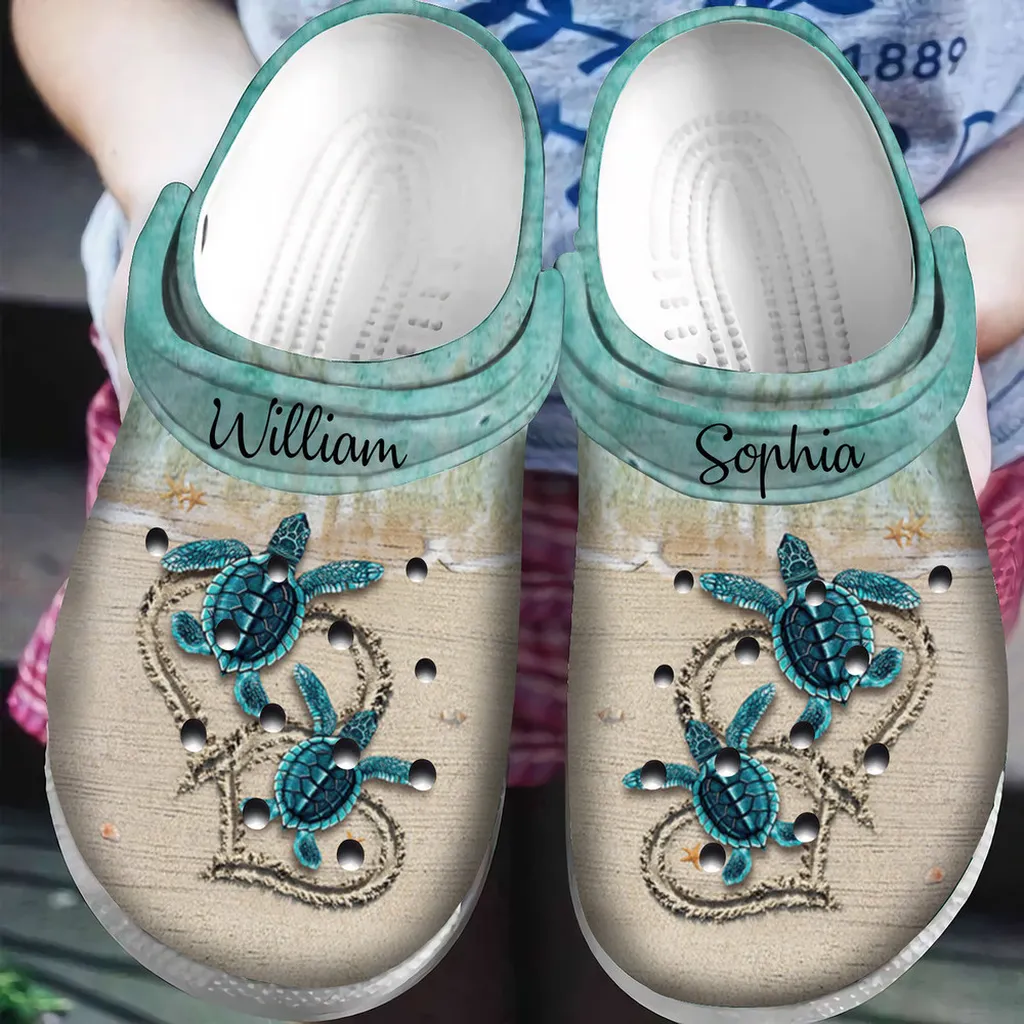 Personalized Sea Turtle Beach Love Couple Crocs Classic Clog