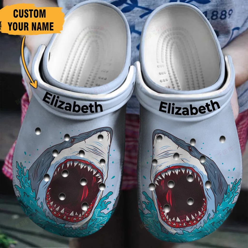 Personalized Shark Face Crocs Classic Clogs