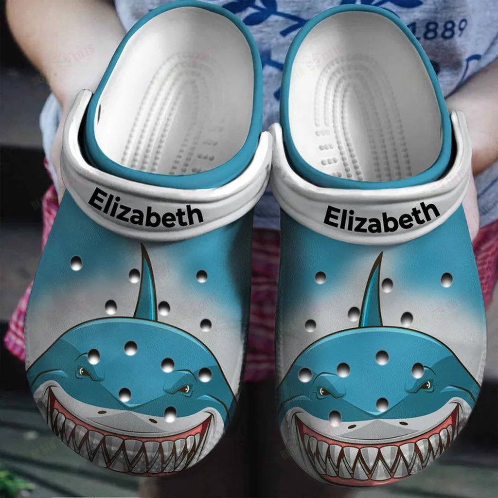 Personalized Shark Face Print Crocs Classic Clogs