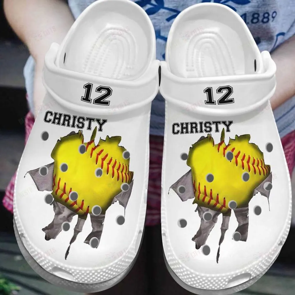 Personalized Softball Lover Crocs, Personalized Crocs Classic Clogs