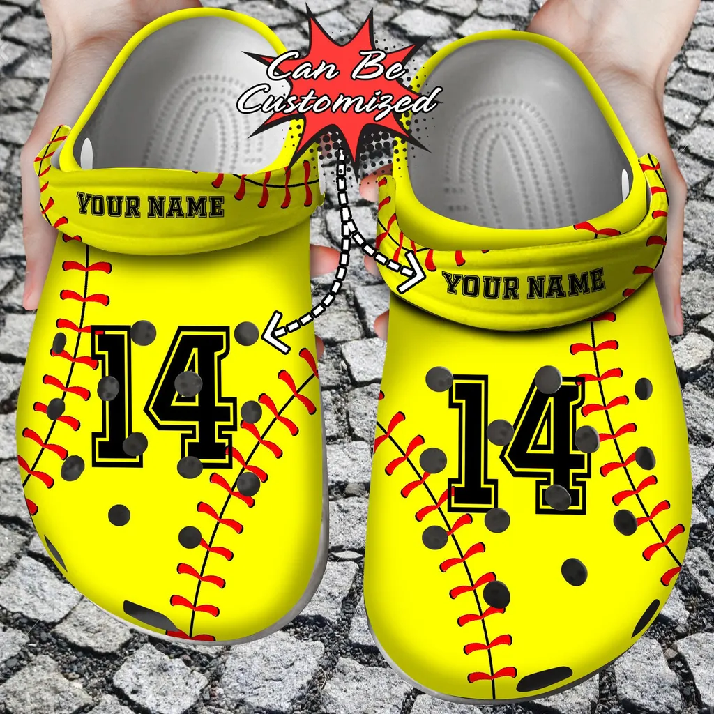 Personalized Softball Stitches Crocs Clog