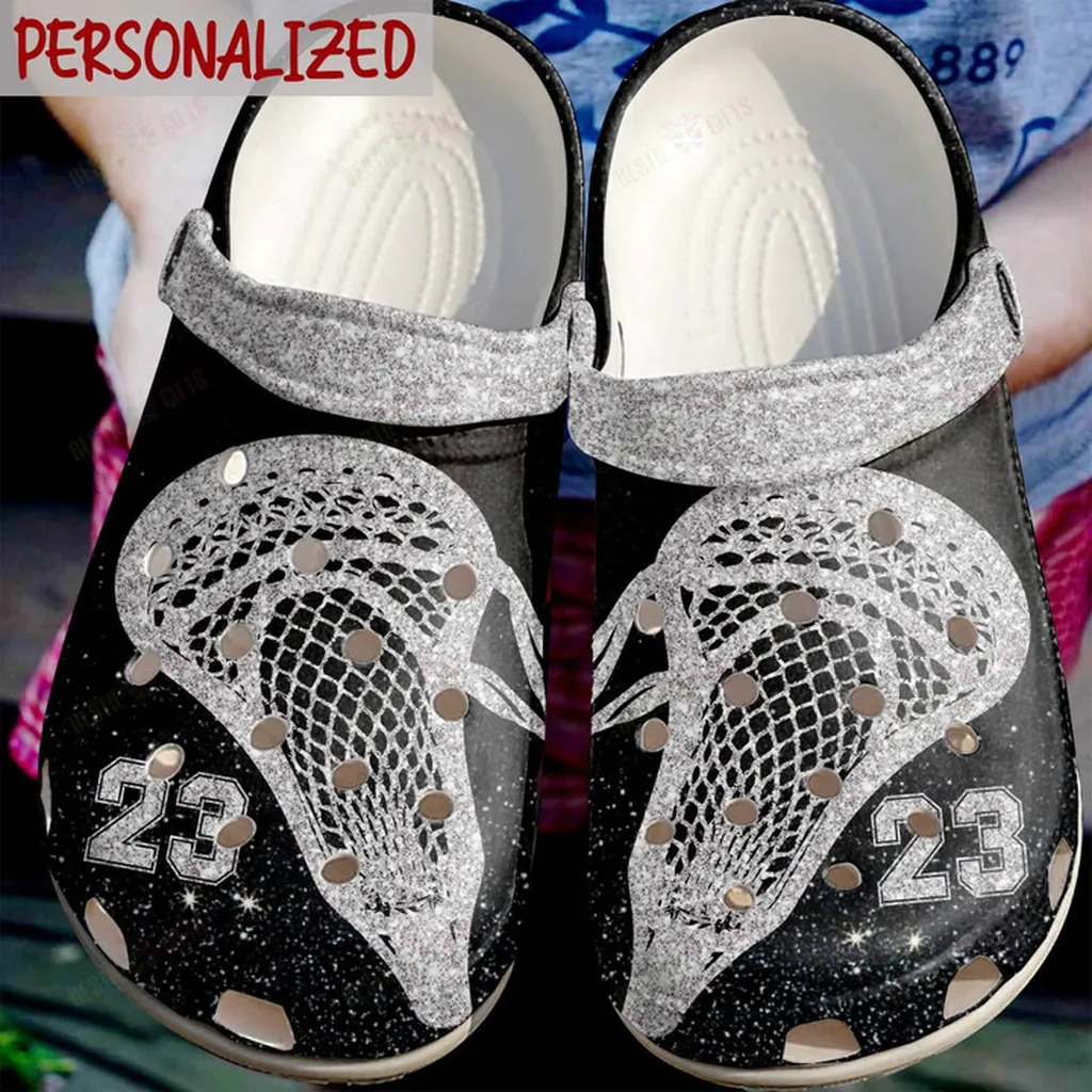 Personalized Sparkle Lacrosse Sticks Crocs Classic Clogs