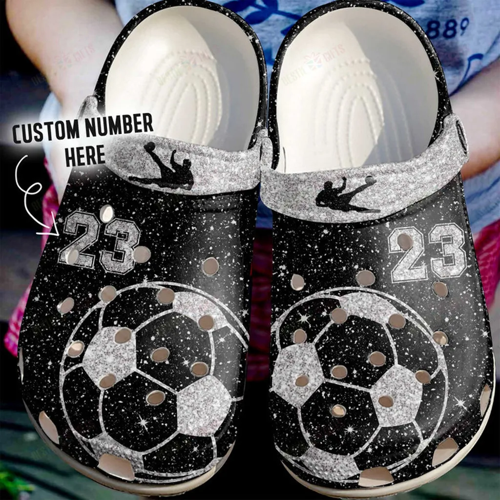 Personalized Sparkle Soccer Ball Crocs Classic Clogs