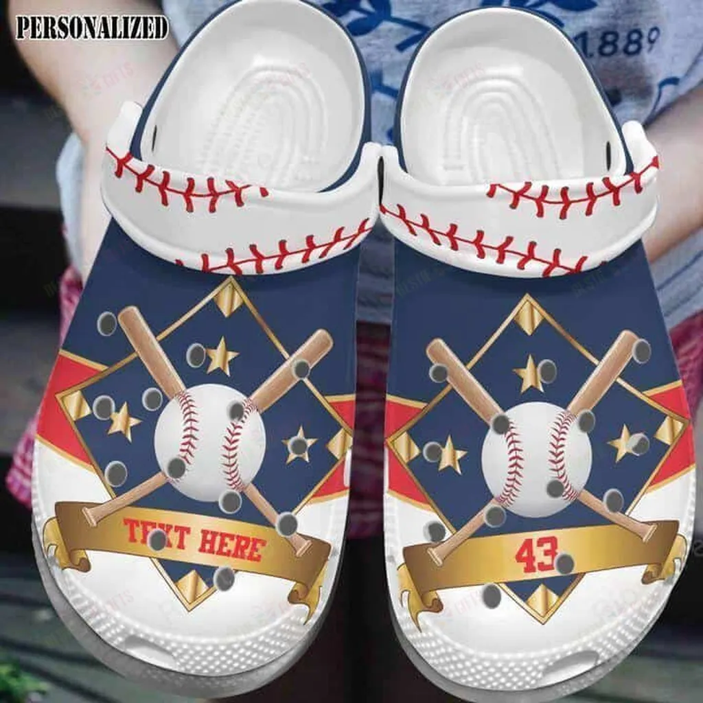 Personalized Star Baseball Crocs Classic Clogs