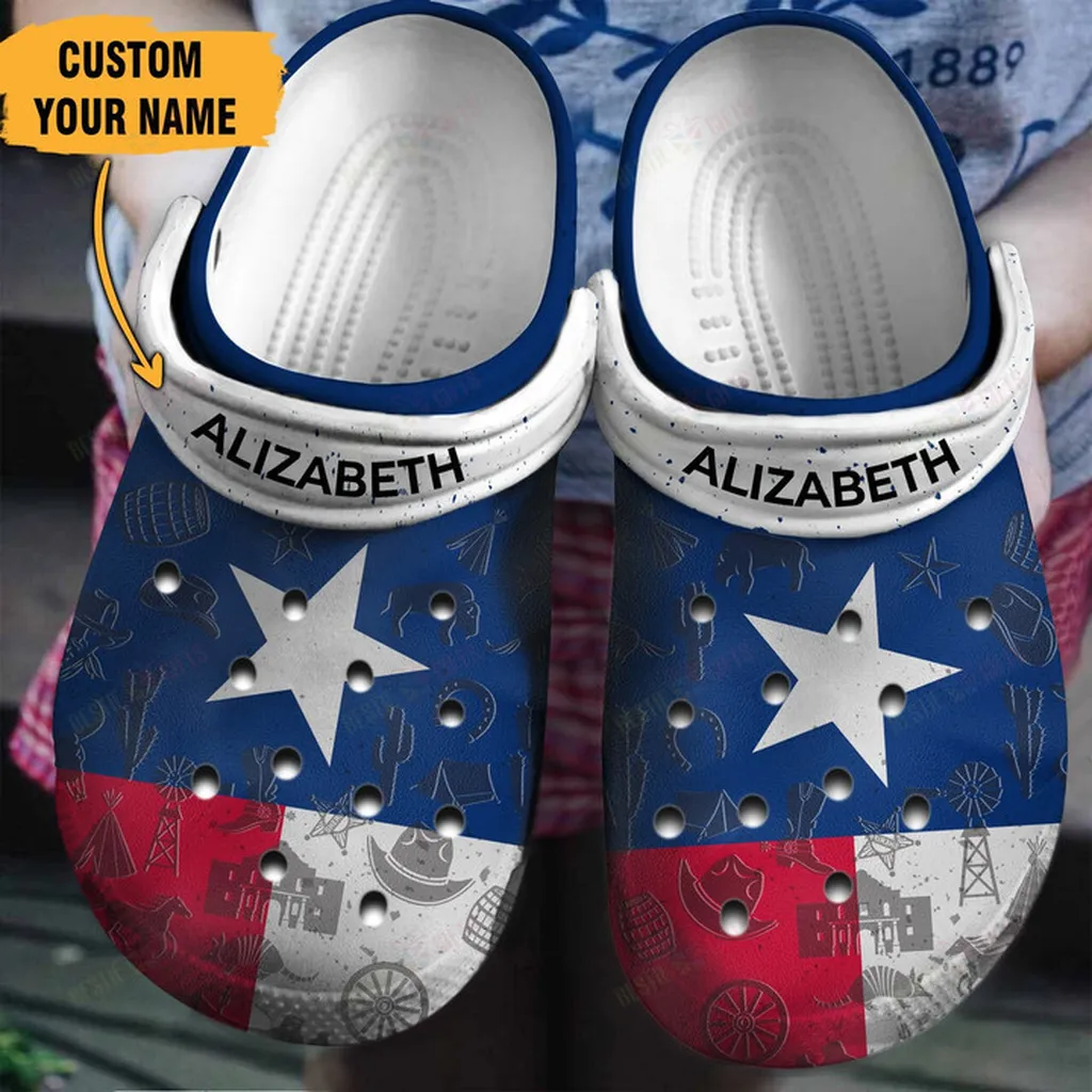 Personalized Texas Flag Crocs Classic Clogs