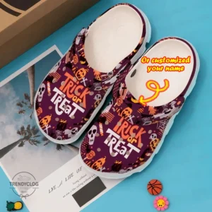 Personalized Trick or Treat Theme Pattern Halloween Clog