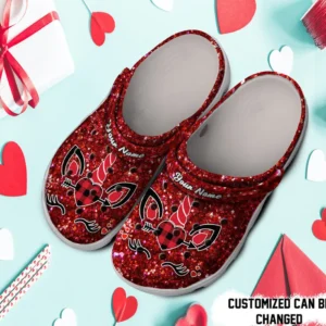 Personalized Unicorn Heart Valentine Glitter Crocs Clog