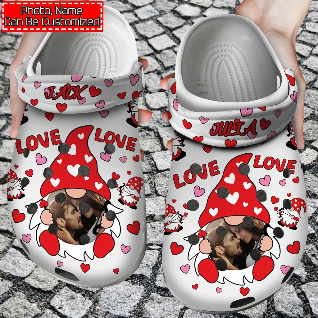 Personalized Valentine Love Gnomes Crocs Crocs Clog