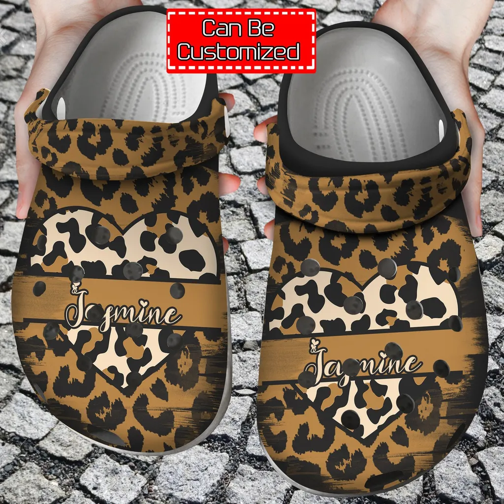 Personalized Valentine Love Heart Leopard Crocs Crocs Clog