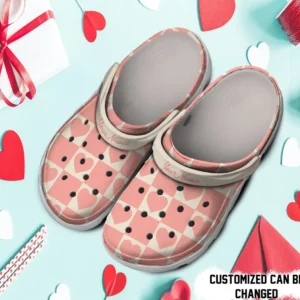 Personalized Valentines Pattern Pink Checkerboard Hearts Crocs Crocs Clog