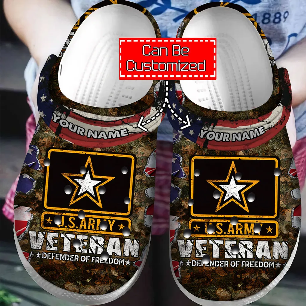 Personalized Veteran Crocs - Us Army Veteran Defender Of Freedom Crocband Clog For Men And Women