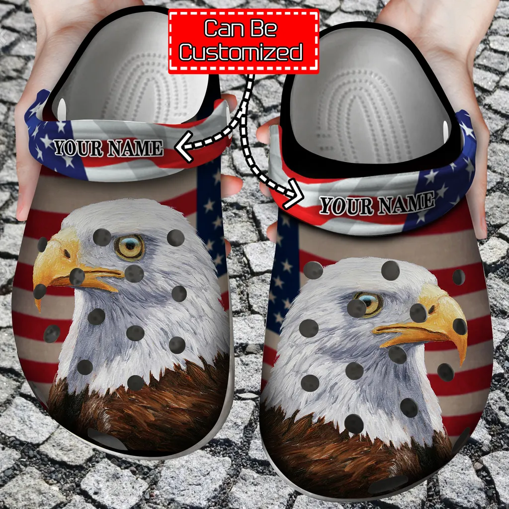 Personalized Veterans Crocs Eagle America Flag Veterans Gift Clog