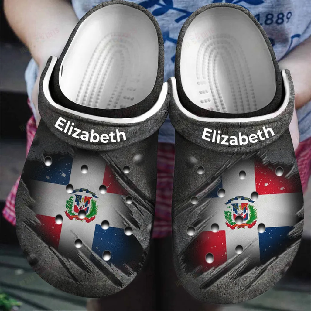 Personalized Vintage Dominican Flag Crocs Classic Clogs