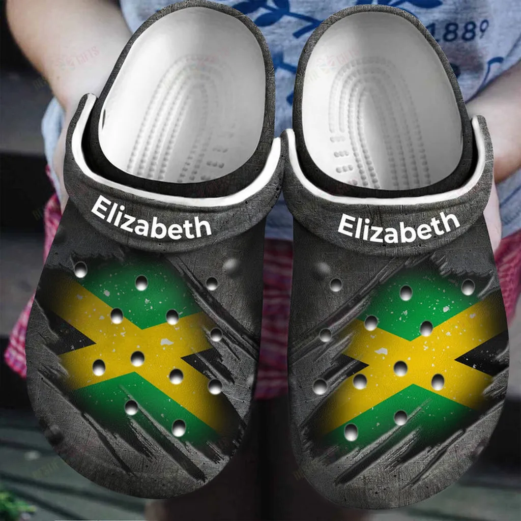 Personalized Vintage Jamaica Flag Crocs Classic Clogs