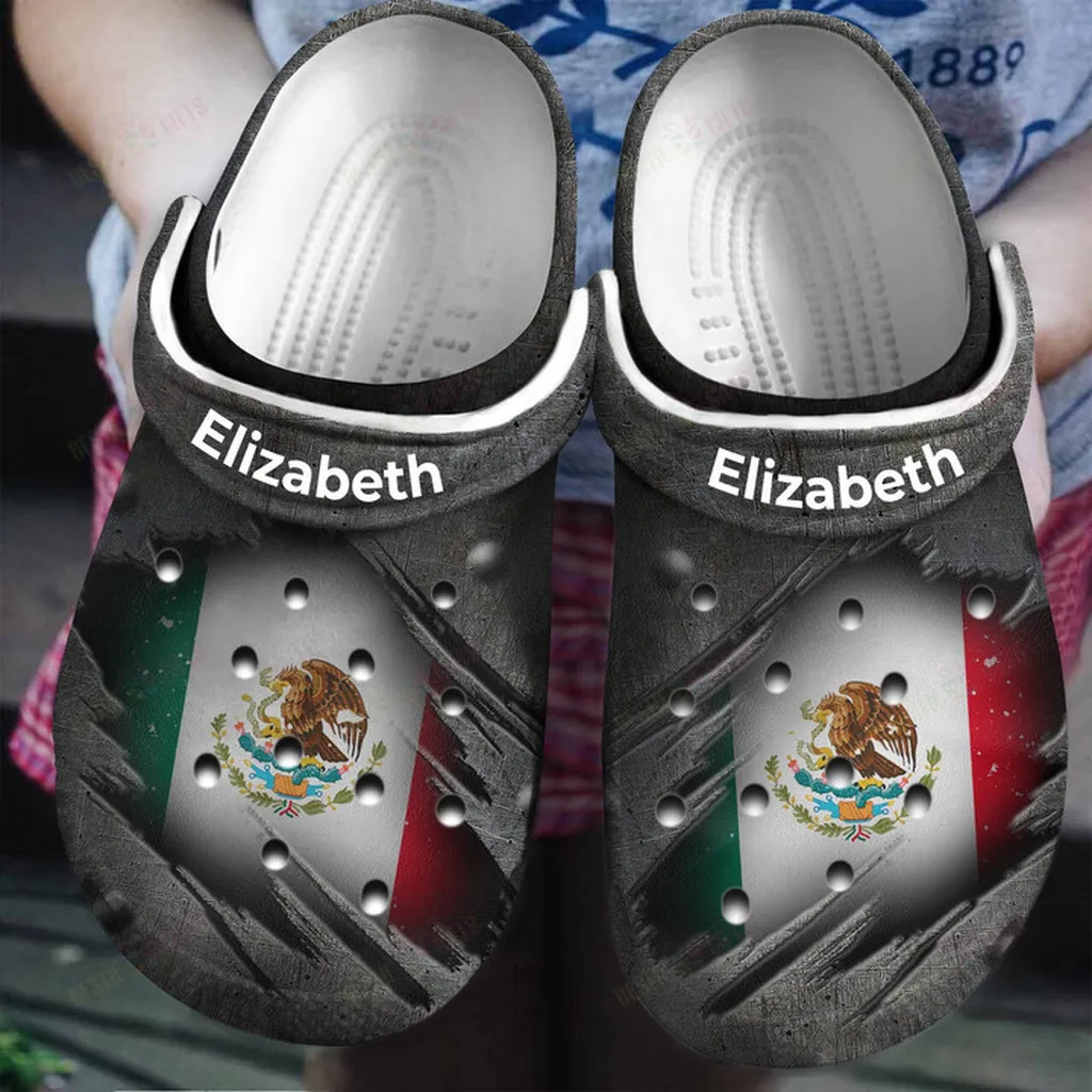 Personalized Vintage Mexico Flag Crocs Classic Clogs