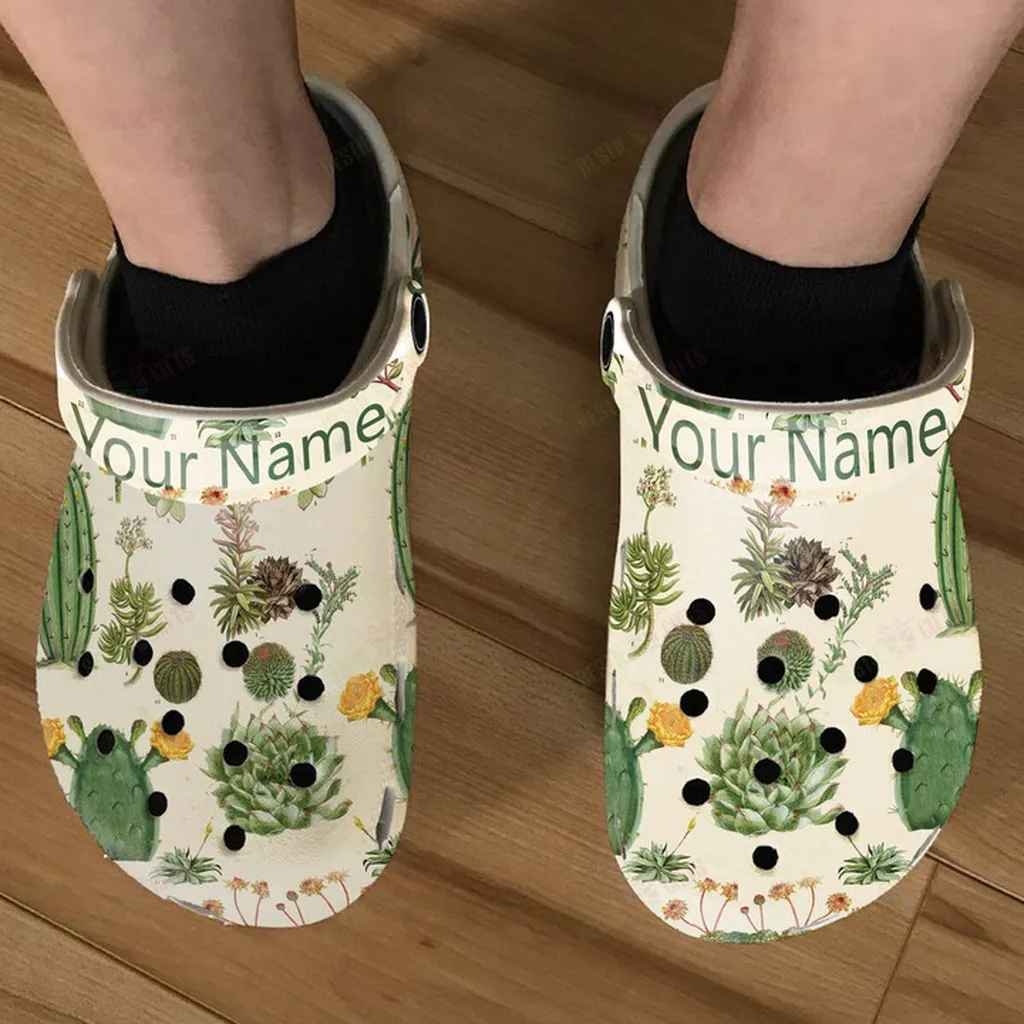 Personalized Vintage Succulent Crocs Classic Clogs