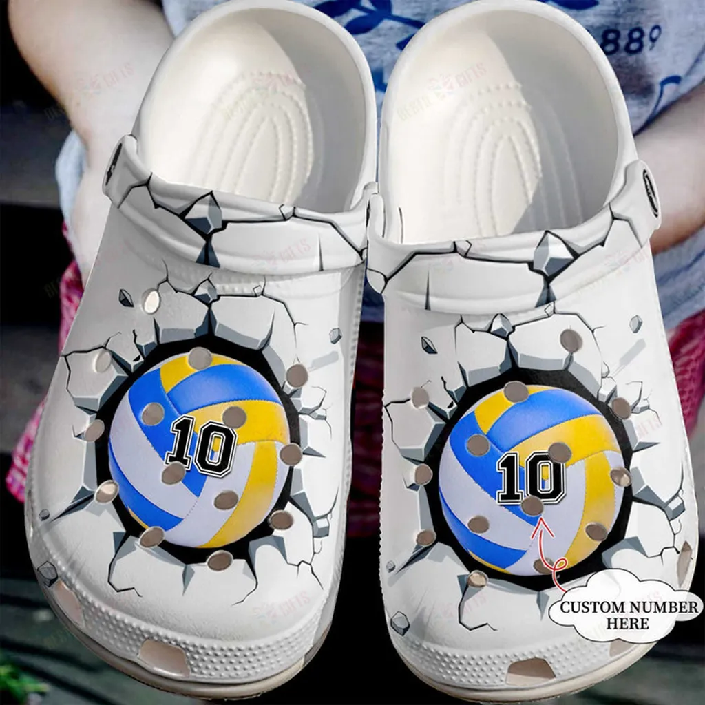 Personalized Volleyball Broken Wall Crocs Classic Clogs