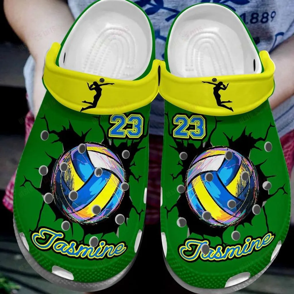 Personalized Volleyball Cracks Crocs, Personalized Crocs Classic Clogs