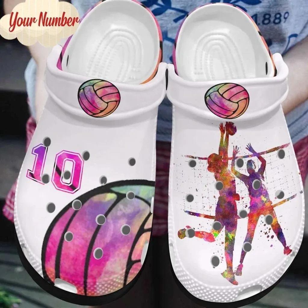 Personalized Volleyball Watercolor Clog