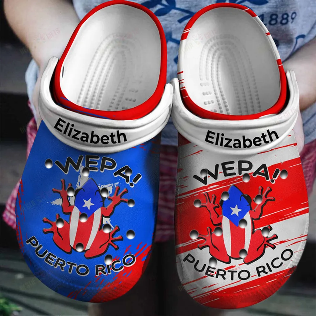 Personalized Wepa Puerto Rico Flag Puerto Rican Pride Gift Crocs Classic Clogs