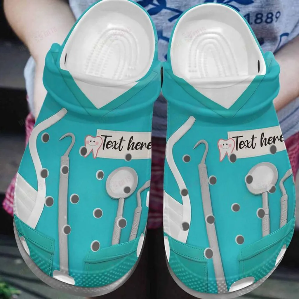 Personalized White Sole Dentist Uniform Crocs, Personalized Crocs Classic Clogs