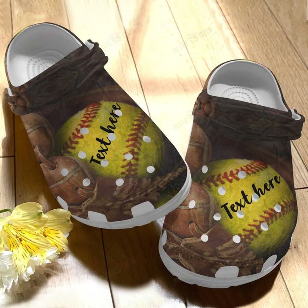 Personalized White Sole Love Softball Crocs Classic Clogs