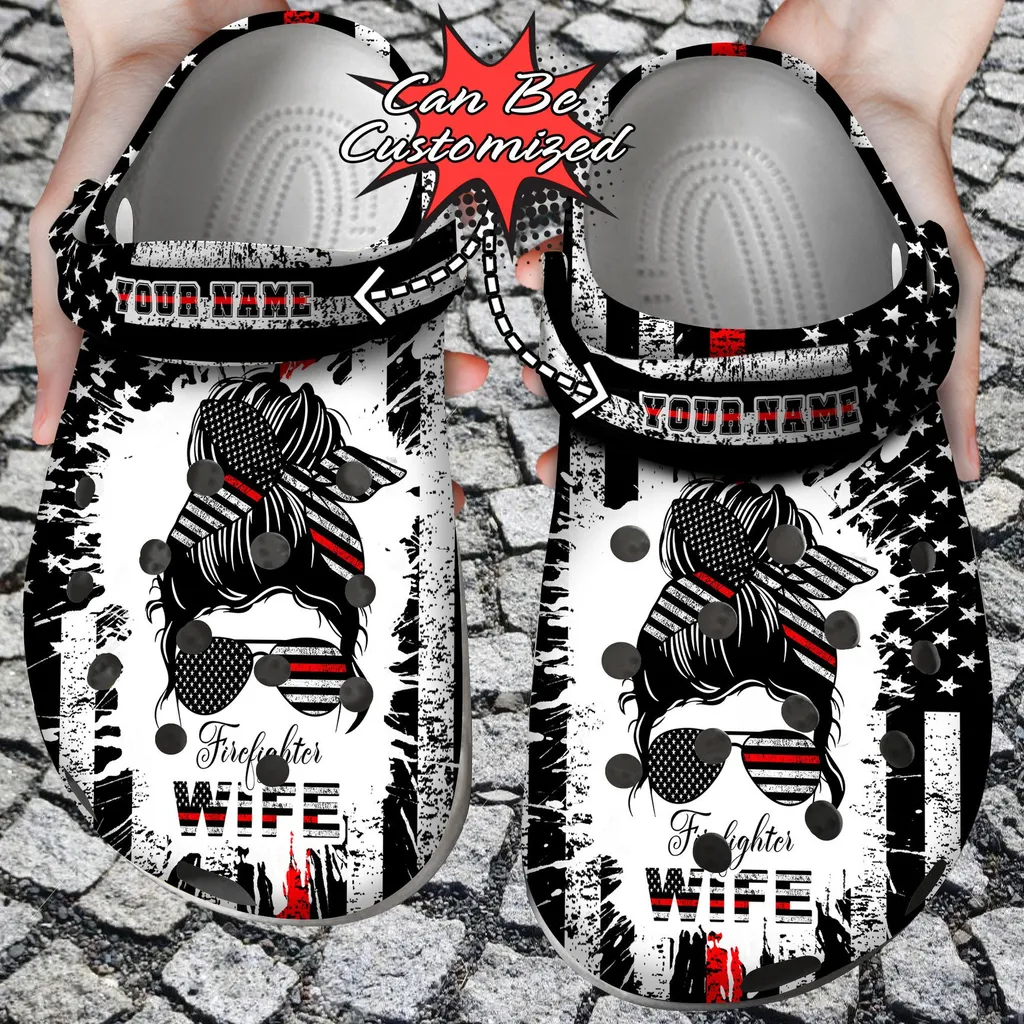 Personalized Woman Firefighter Wife Crocs Clog