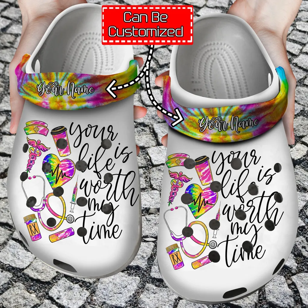 Personalized Your Life Nurse Tie Dye Crocs Clog