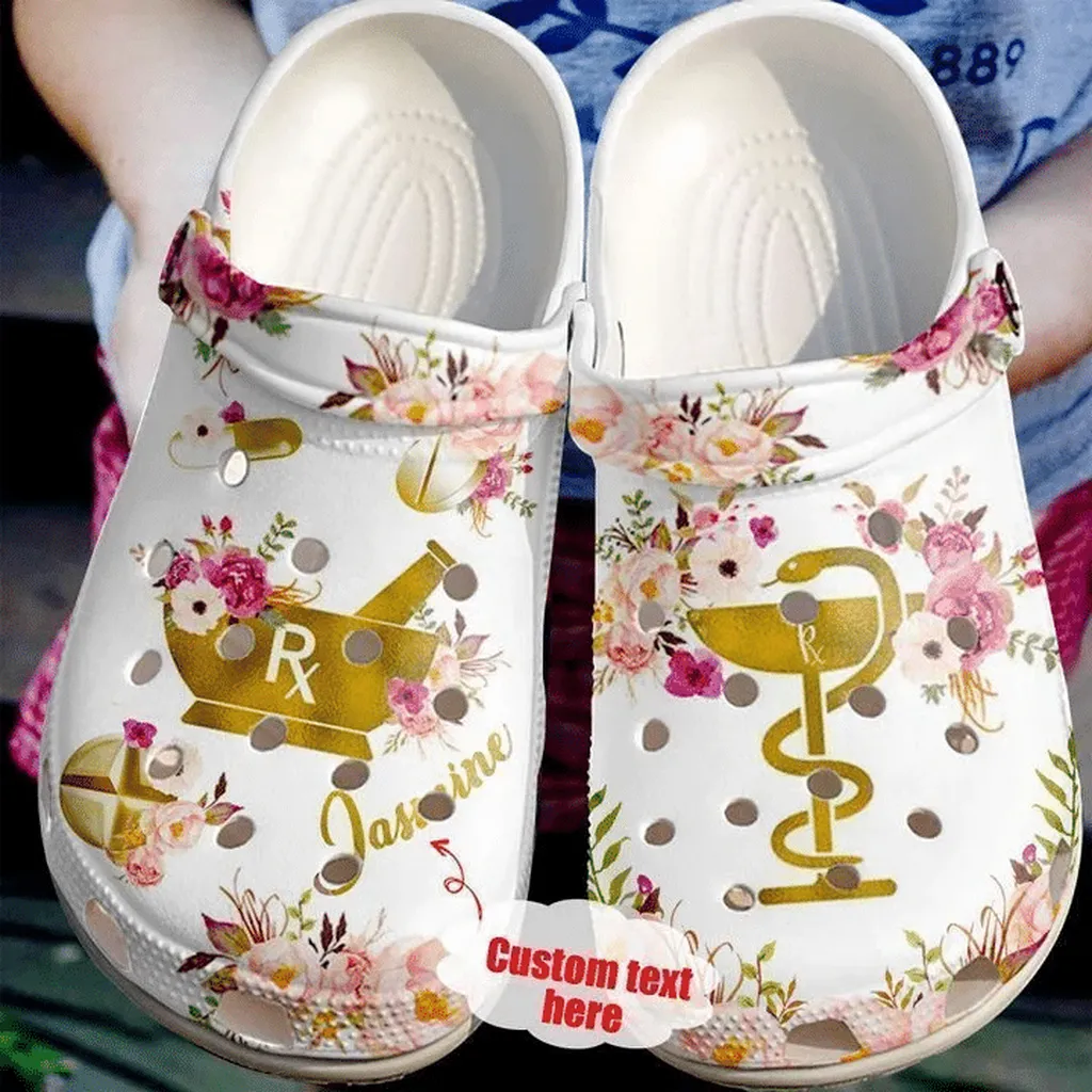 Pharmacist Personalized Floral Crocs Classic Clogs