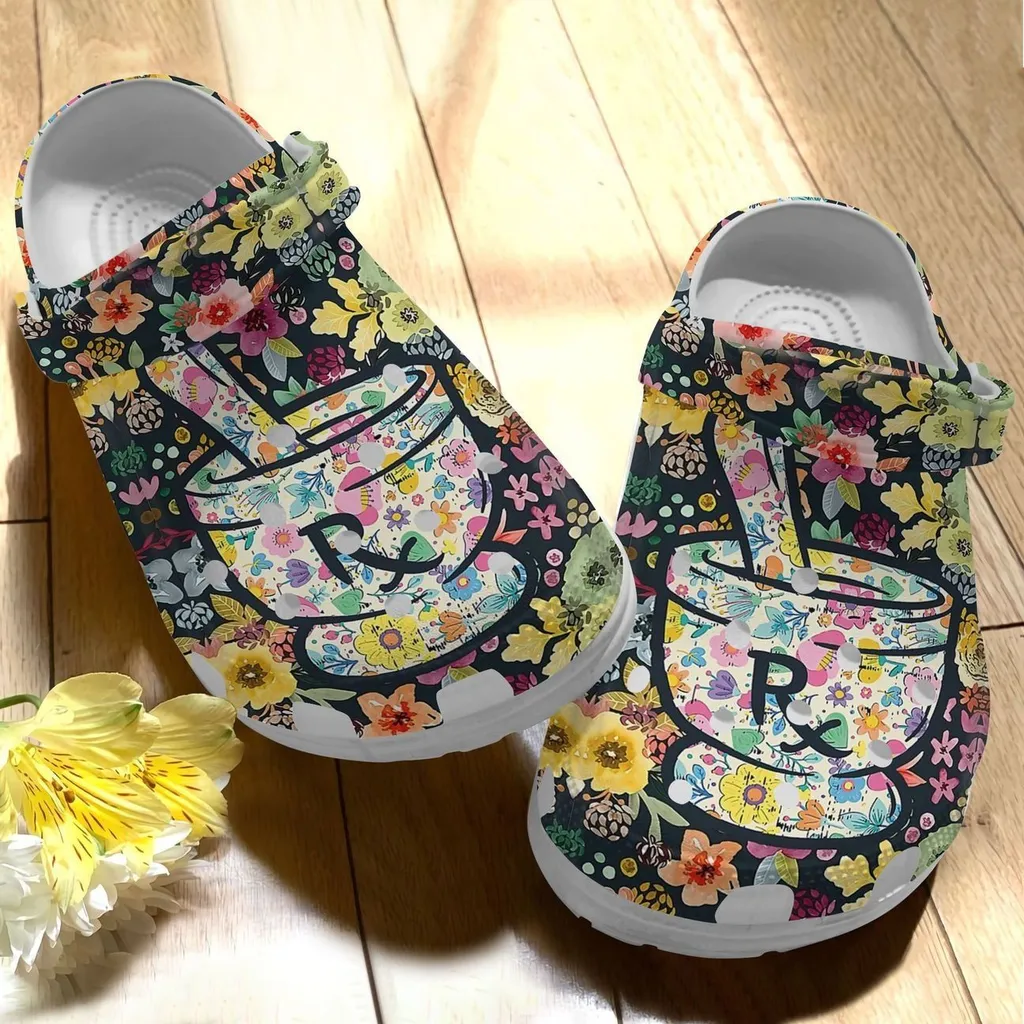 Pharmacy Personalize Clog Custom Crocs Fashionstyle Comfortable For Women Men Kid Print 3D Whitesole Rx Flower