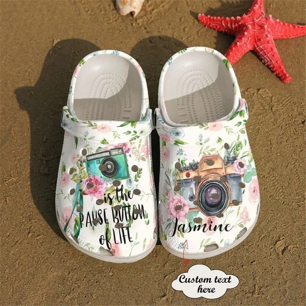 Photograph Personalized The Pause Button Of Life Crocs Classic Clogs