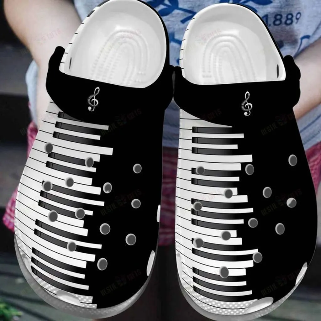 Piano Keys Crocs, Personalized Crocs Classic Clogs