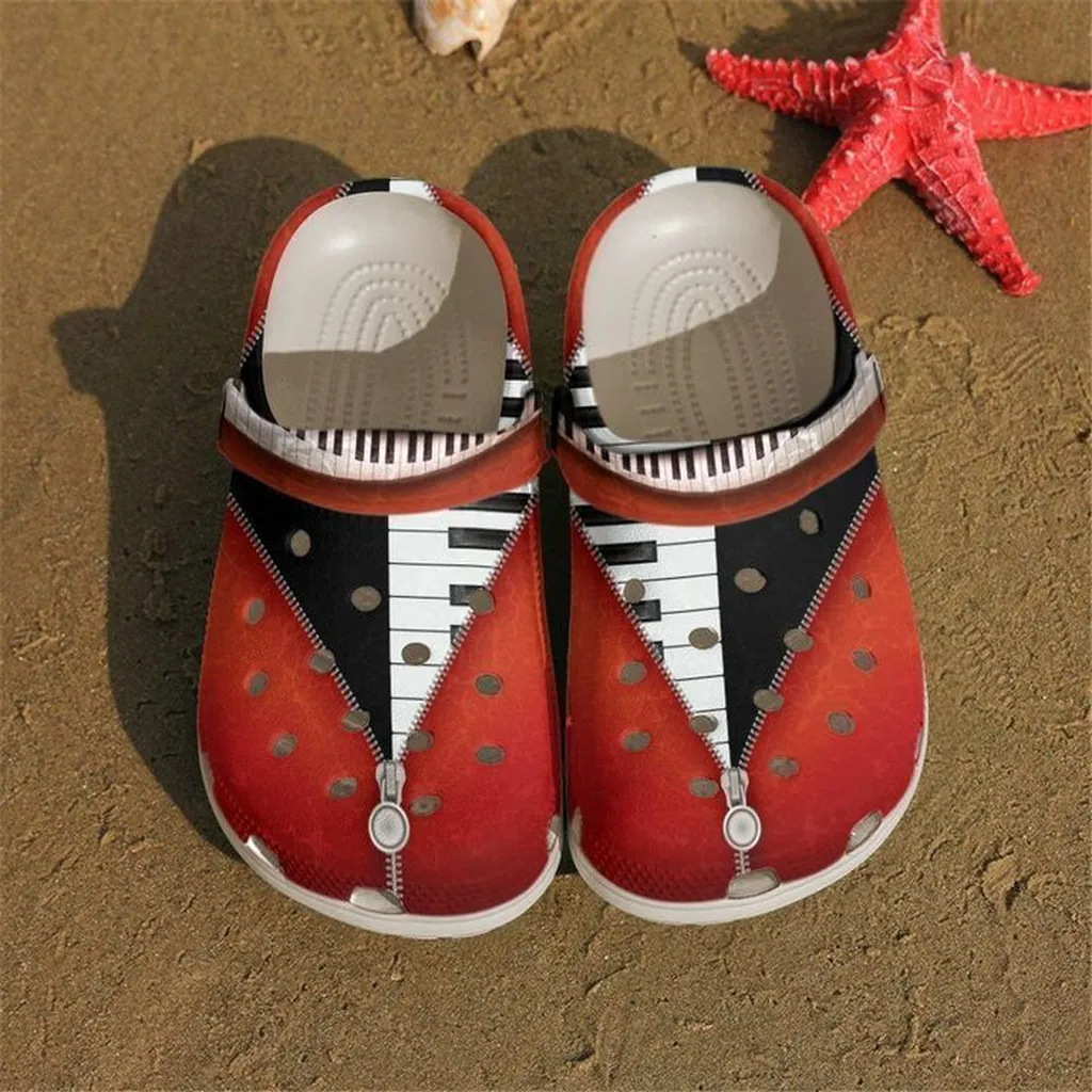 Piano Red Zipper Crocs Clog