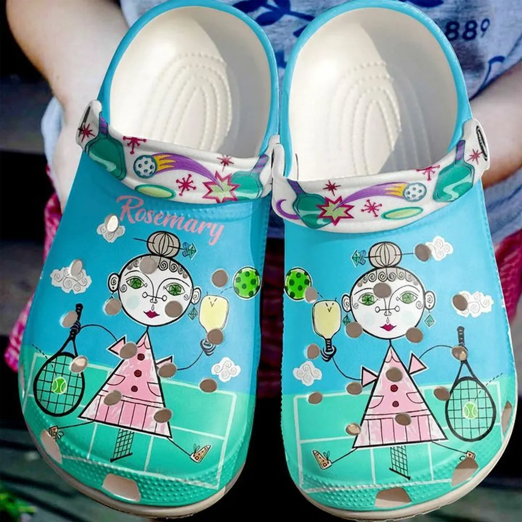 Pickle Ball Personalized And Tennis Lady 102 Gift For Lover Rubber Crocs Clog