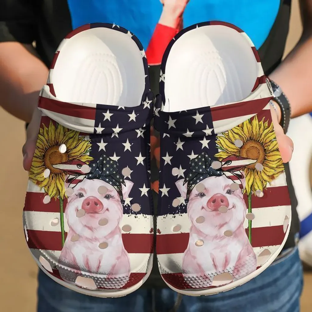 Pig American Flag Crocs Classic Clogs