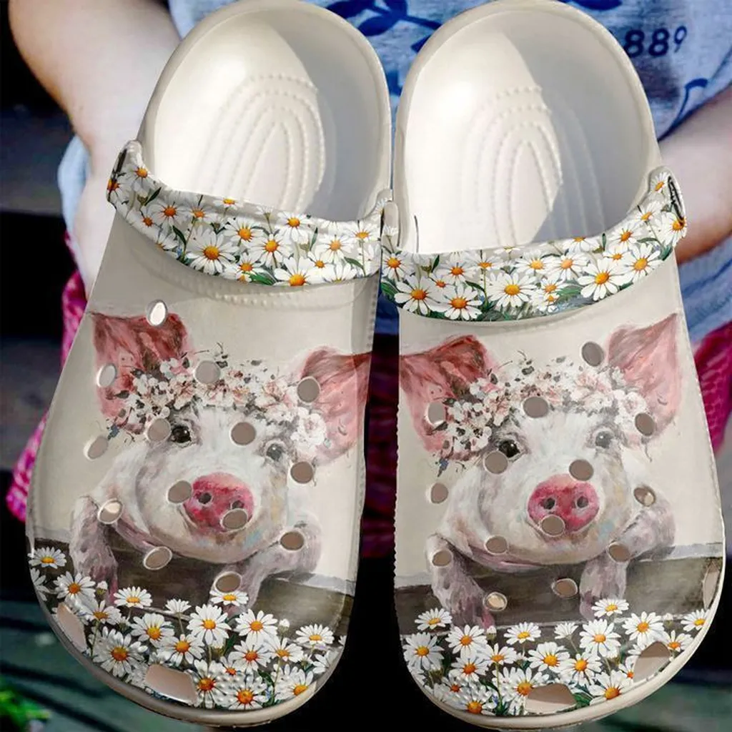 Pig Lovely And Daisy Garden Crocs Classic Clogs