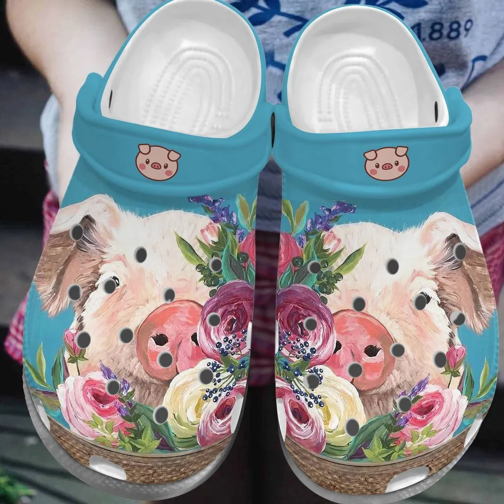 Pig Personalized Clog Custom Crocs Comfortablefashion Style Comfortable For Women Men Kid Print 3D Flower Pig