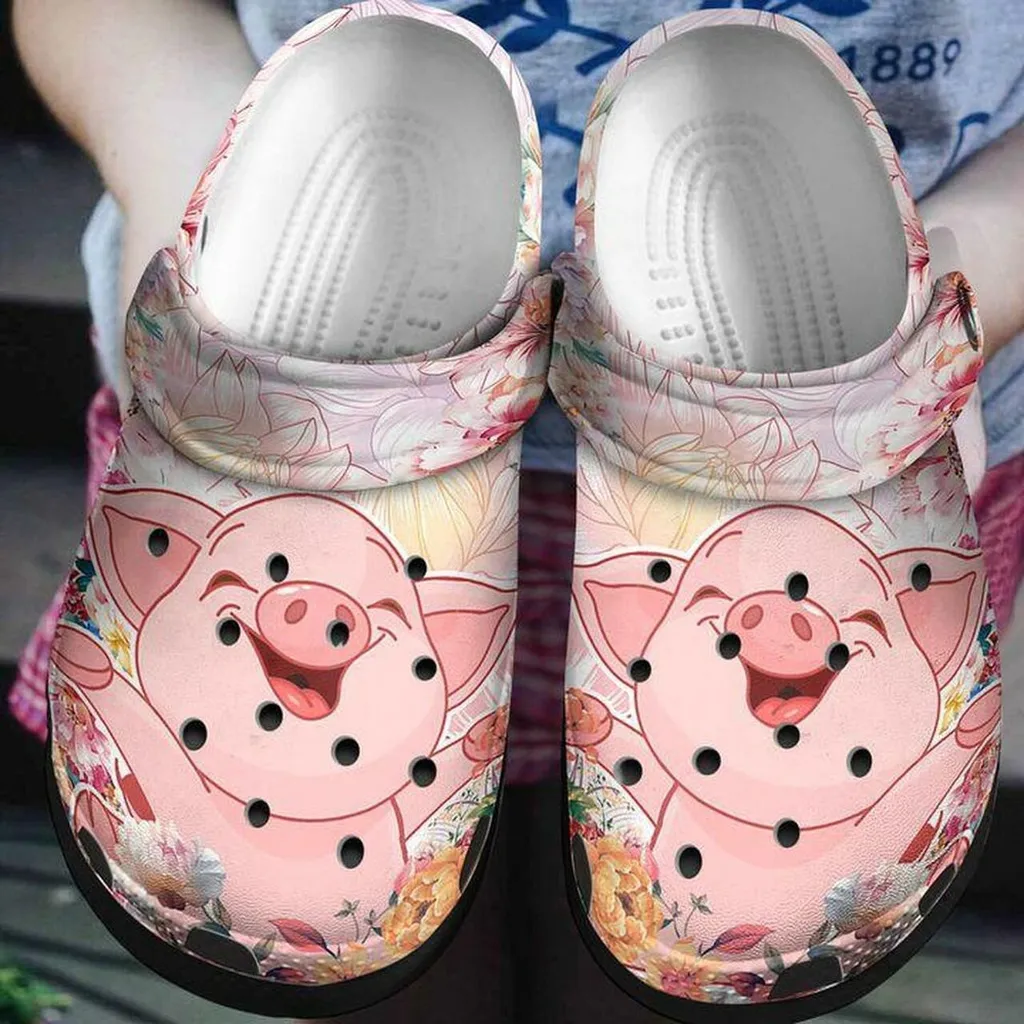 Pig Pink Cute Smile Face Comfortable For Mens And Womens Classic Water Rubber Crocs Clog